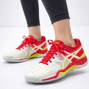 ASICS Gel-Resolution 7 Women’s 9.5 Tennis Shoes Red Pink White Athletic Sneakers
